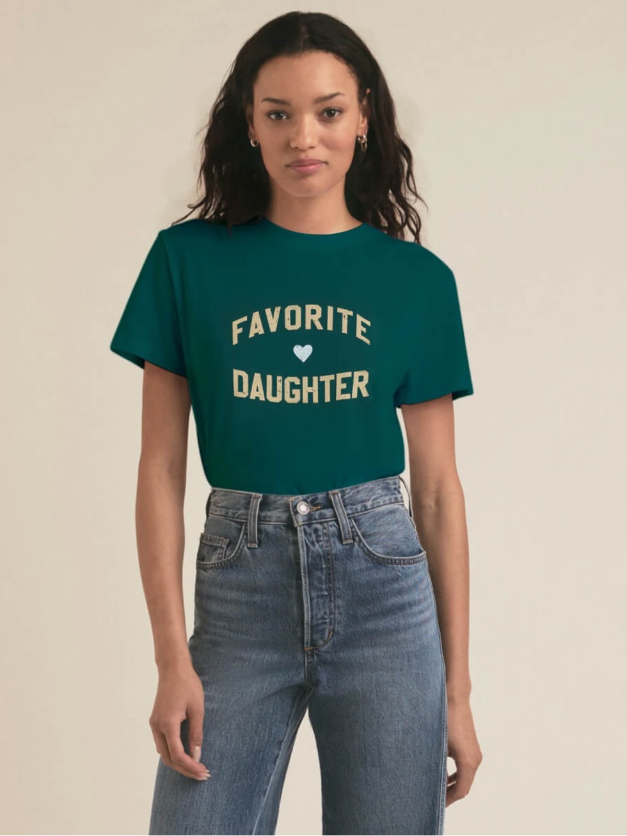 Favorite Daughter The Favorite Daughter Logo Short Sleeve Tee In Juniper Sz M
